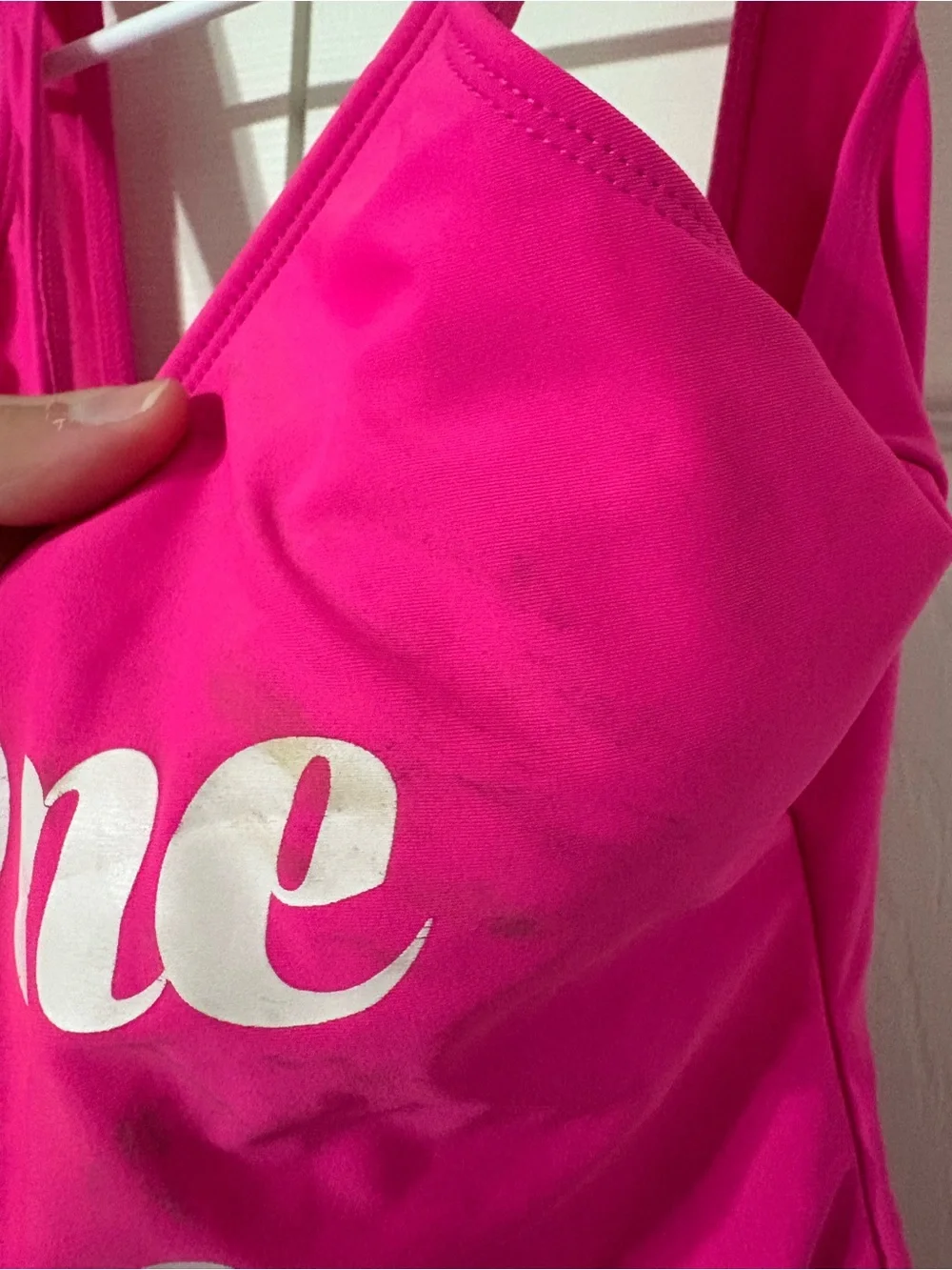 Pink One-Piece Swimsuit with Slogan